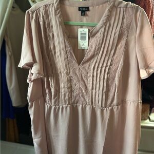 Torrid Peplum Georgette With Lace Trim And Pintucks Blouse